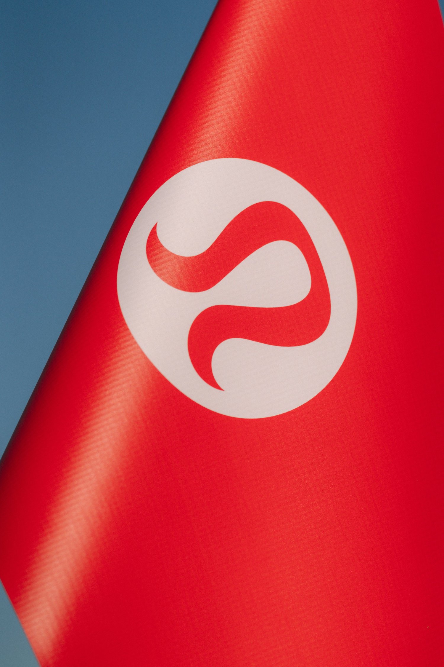 Red flag with logo